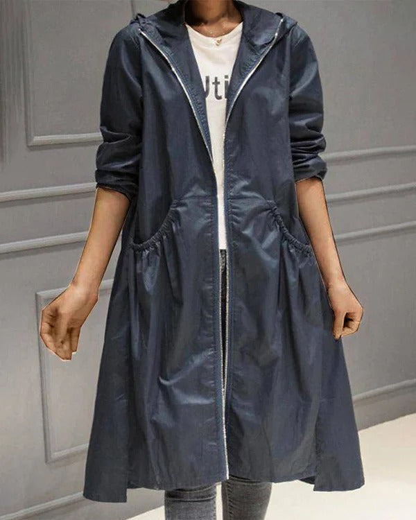 Eveloria Damen Trenchcoat Wasserdicht Kapuze Lässig