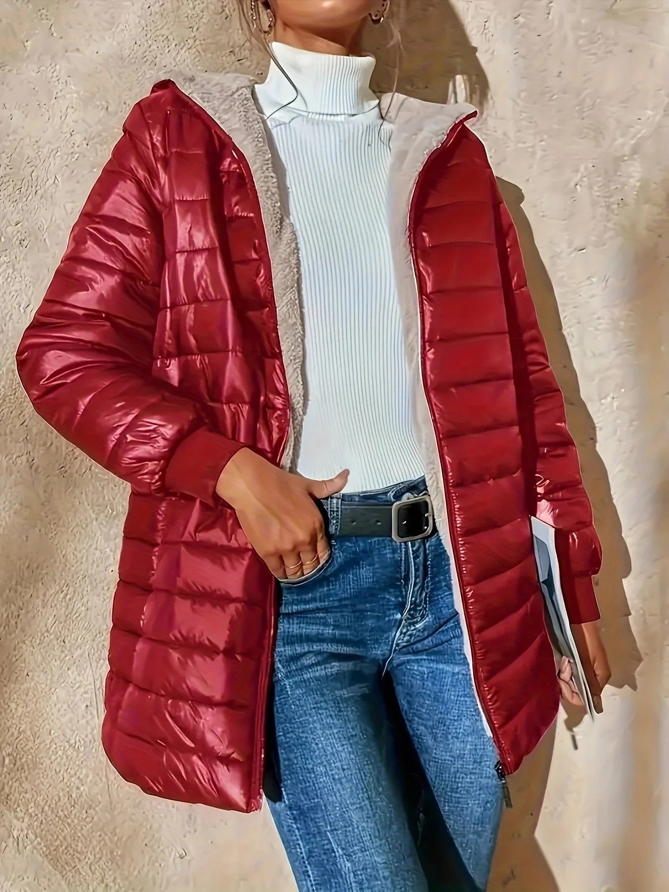 Damen Steppjacke Fleece Relaxed Fit