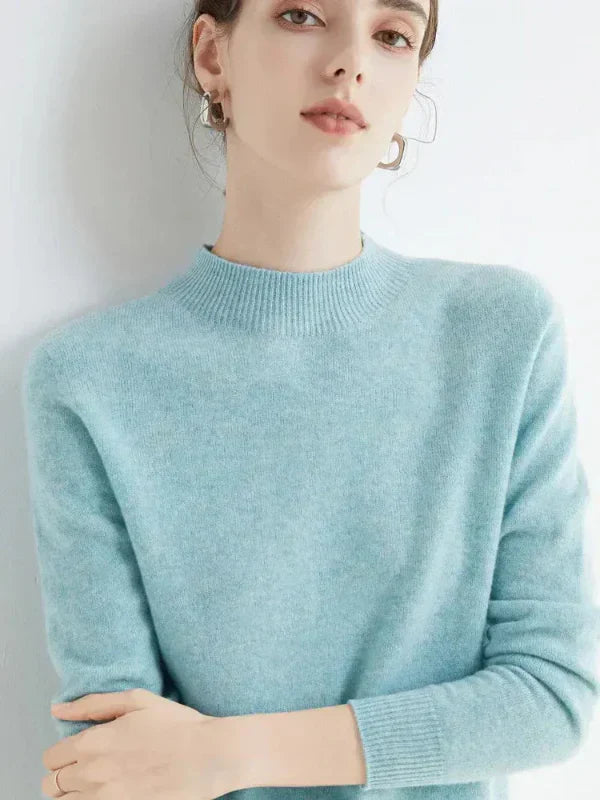 Eveloria Damen Pullover Sweatshirt Wollmischung Lange Ärmel Rippkragen