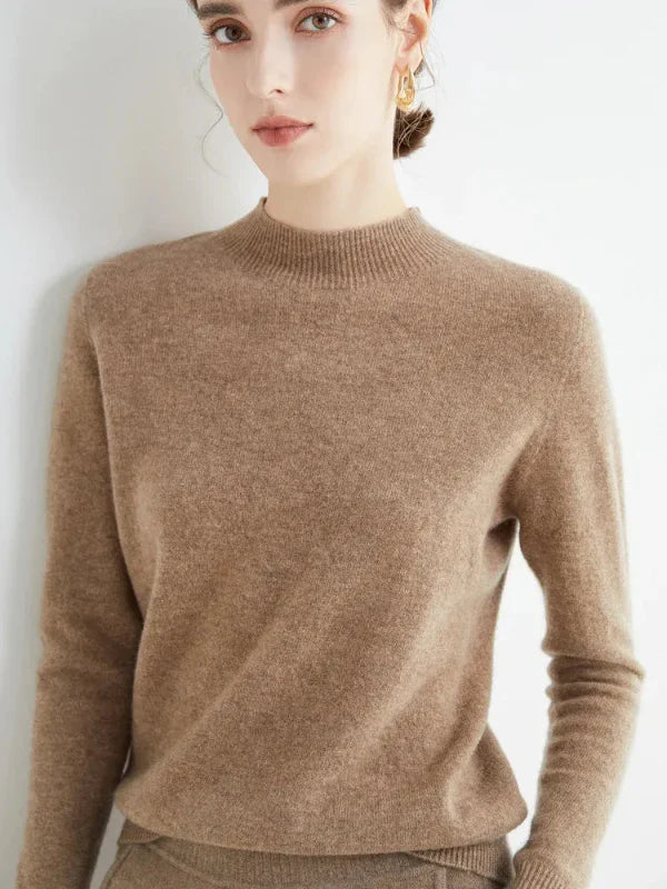 Eveloria Damen Pullover Sweatshirt Wollmischung Lange Ärmel Rippkragen