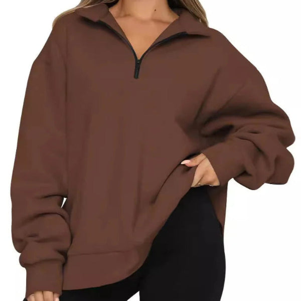Eveloria Damen Oversized Sweatshirt Baumwolle Hoher Kragen