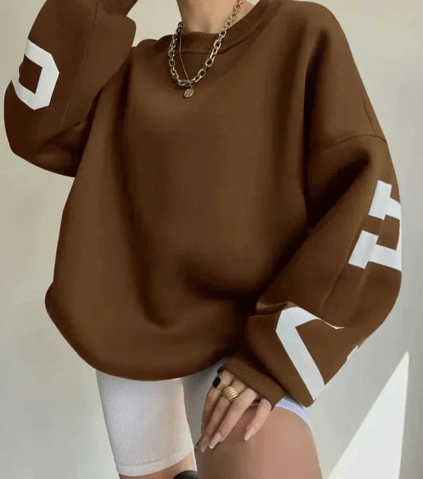 Damen Oversized Sweatshirt Baumwollmischung Gefallene Schultern