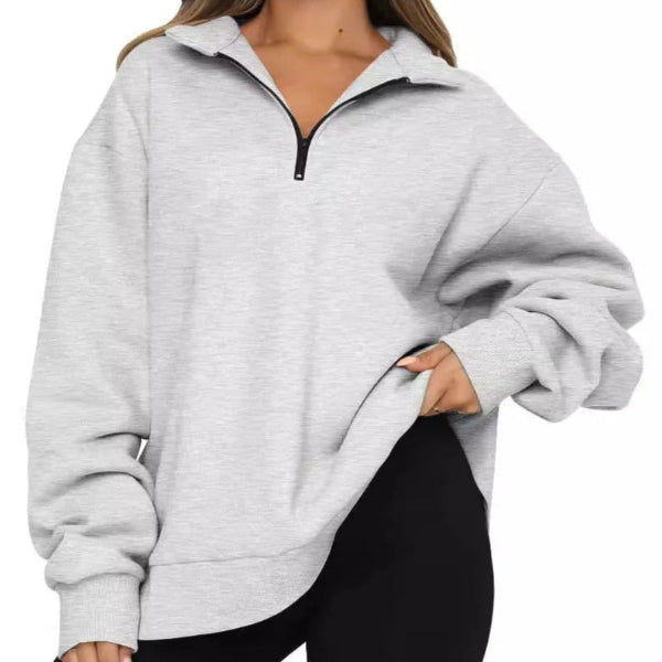 Eveloria Damen Oversized Sweatshirt Baumwolle Hoher Kragen