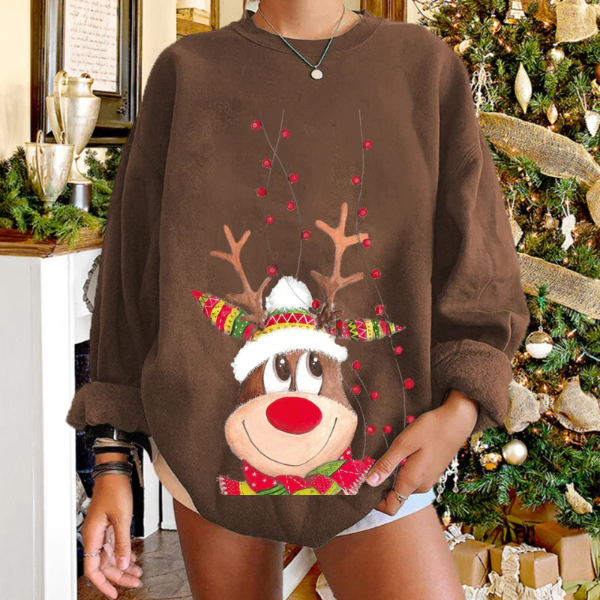 Eveloria Damen Pullover Sweatshirt Weiches Strick Rentier