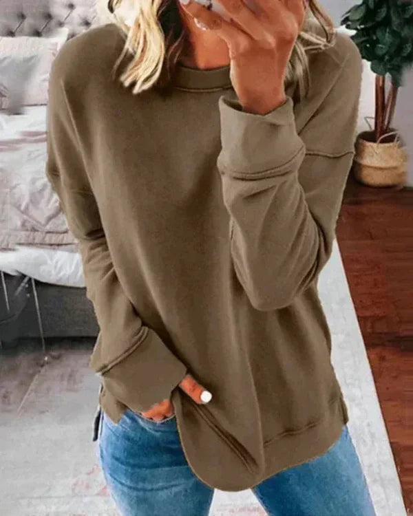 Eveloria Damen Sweatshirt Weicher Baumwollmix Rundhalsausschnitt