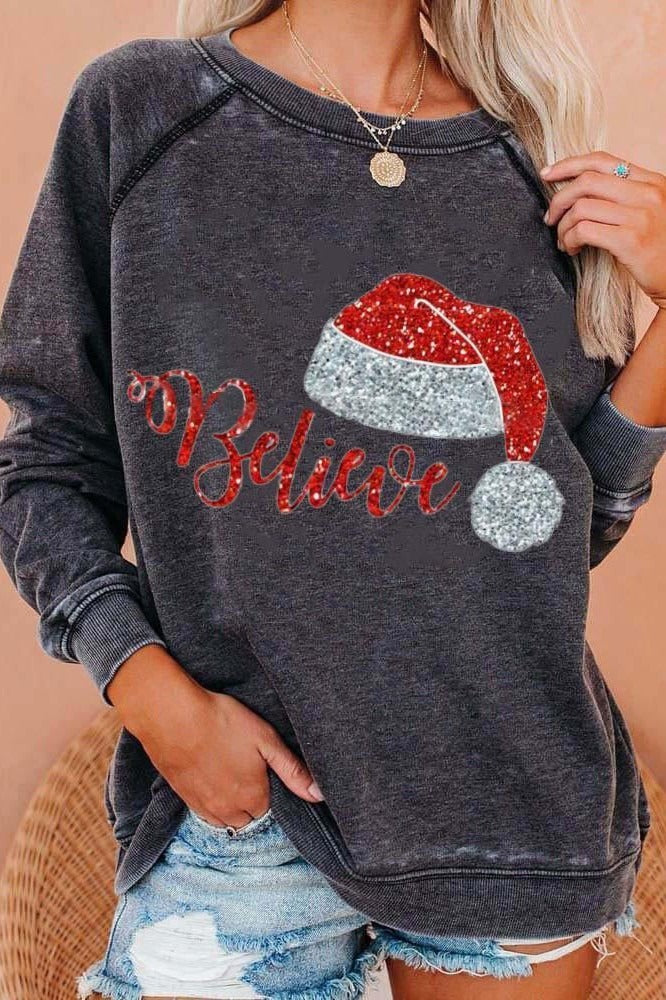 Eveloria Damen Sweatshirt Baumwollmischung Festlicher Grafikdruck - Eveloria