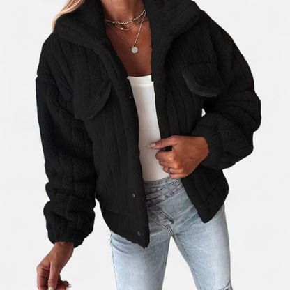 Damen Plüschjacke Dicke Warm Reverskragen