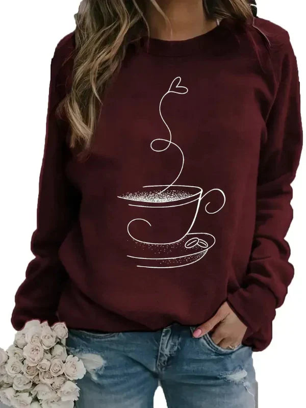 Eveloria Damen Sweatshirt Baumwollmix Rundhalsausschnitt