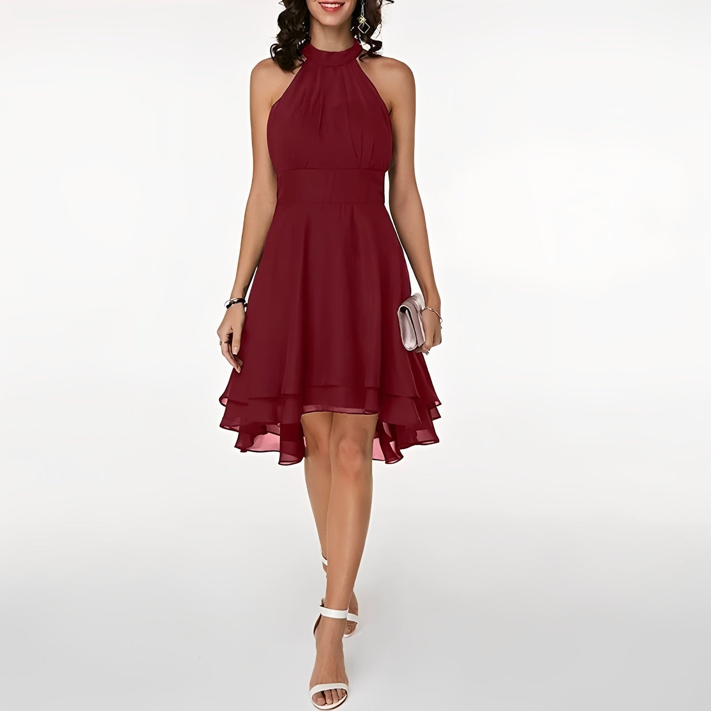 Damen Neckholder Mini-Kleid Elegantes Feierkleid