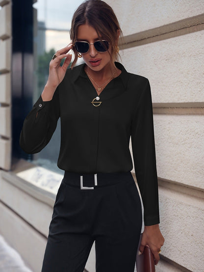 Damen Bluse Einfarbig Tailliert Büro Look