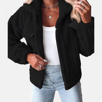 Damen Plüschjacke Dicke Warm Reverskragen