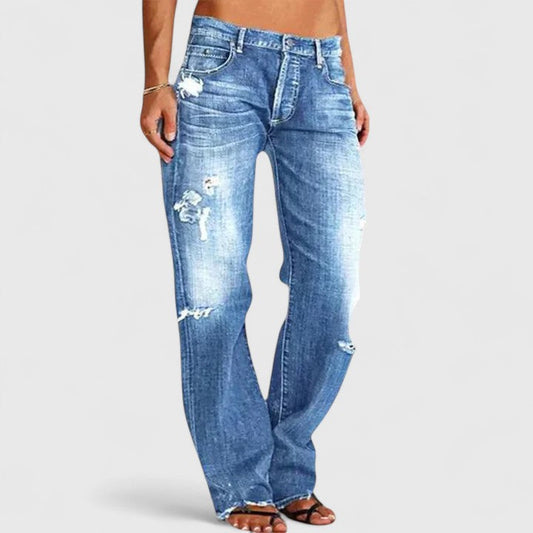 Damen Vintage-Jeans Lockerer Passform Blau - Eveloria