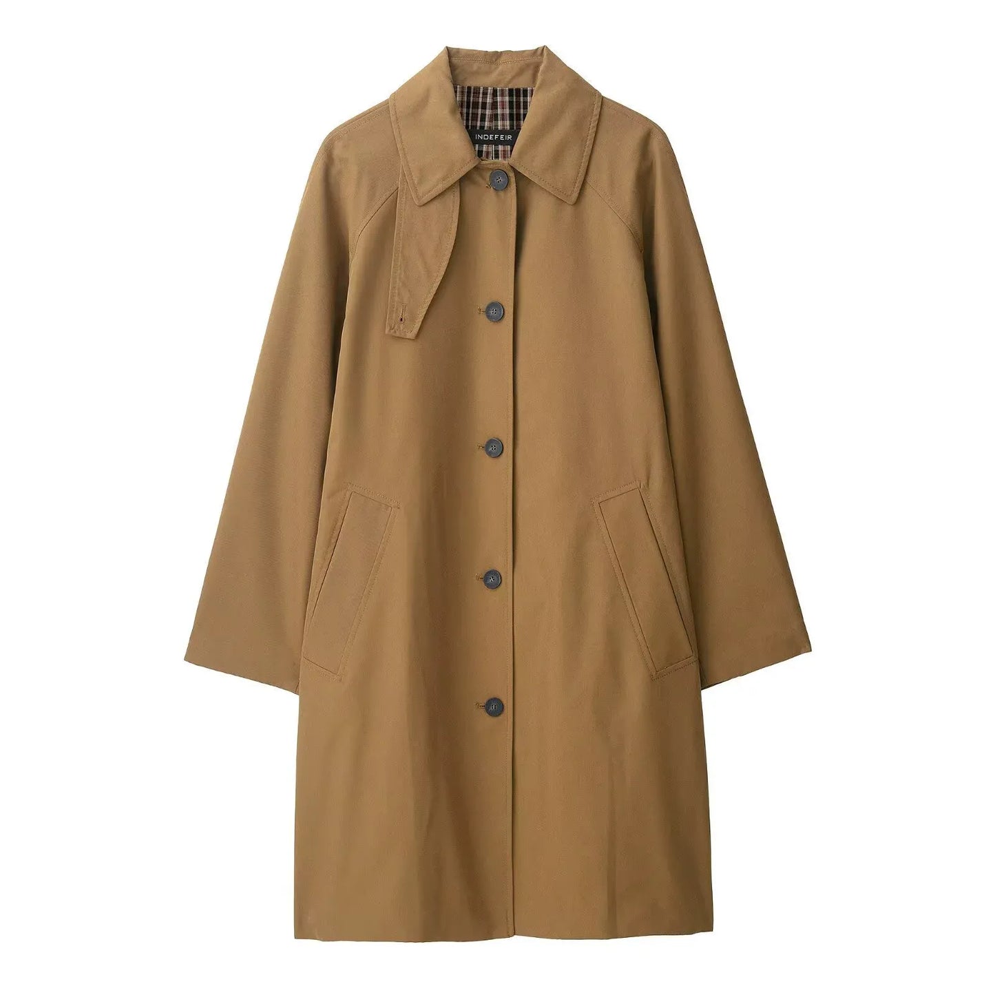 Eveloria Damen Trenchcoat Baumwollmischung Lockere Passform Mittellang