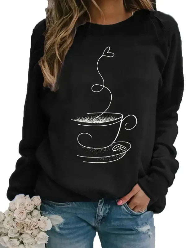Eveloria Damen Sweatshirt Baumwollmix Rundhalsausschnitt