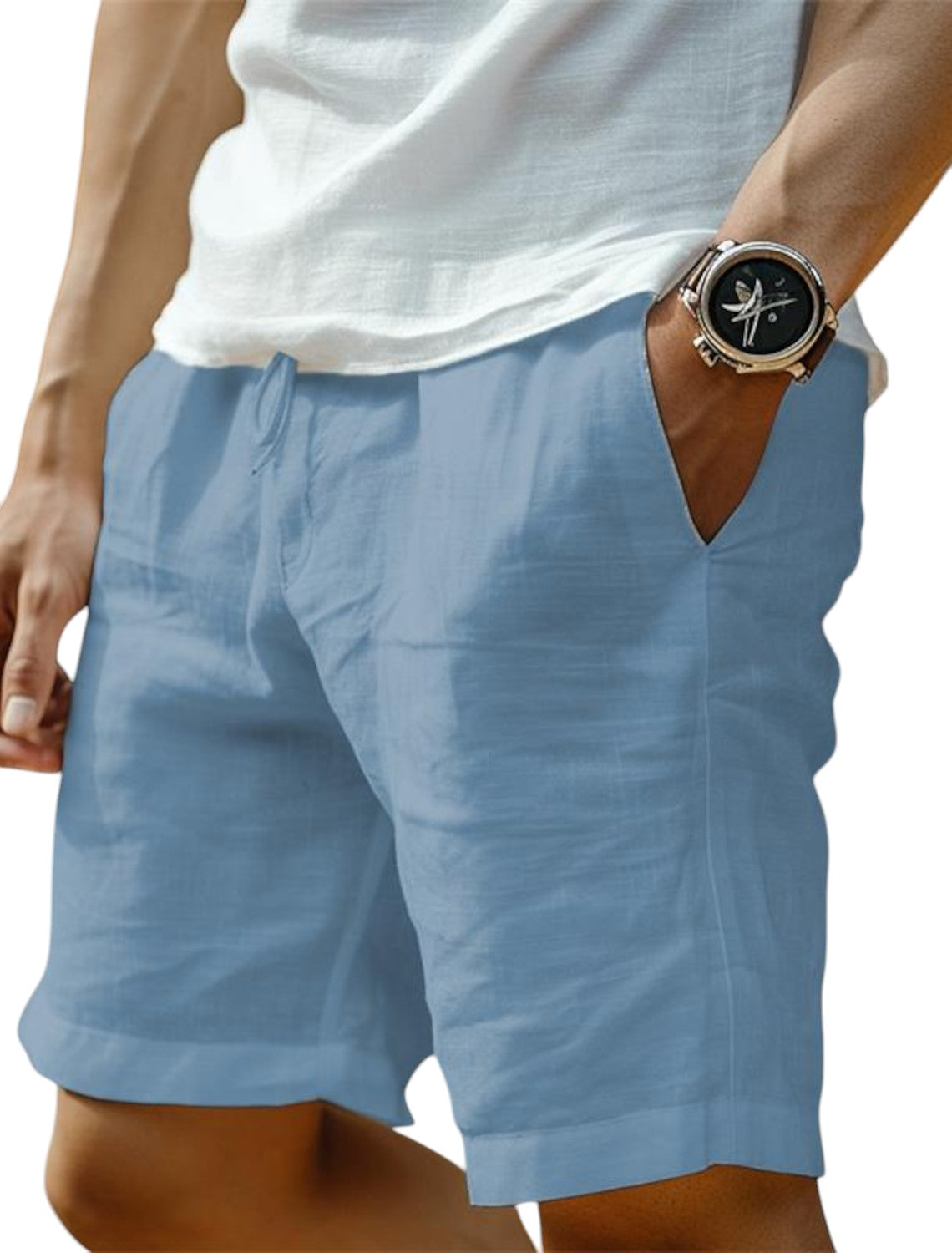 Herren Casual Shorts Lockere Passform Kordelzug Beige