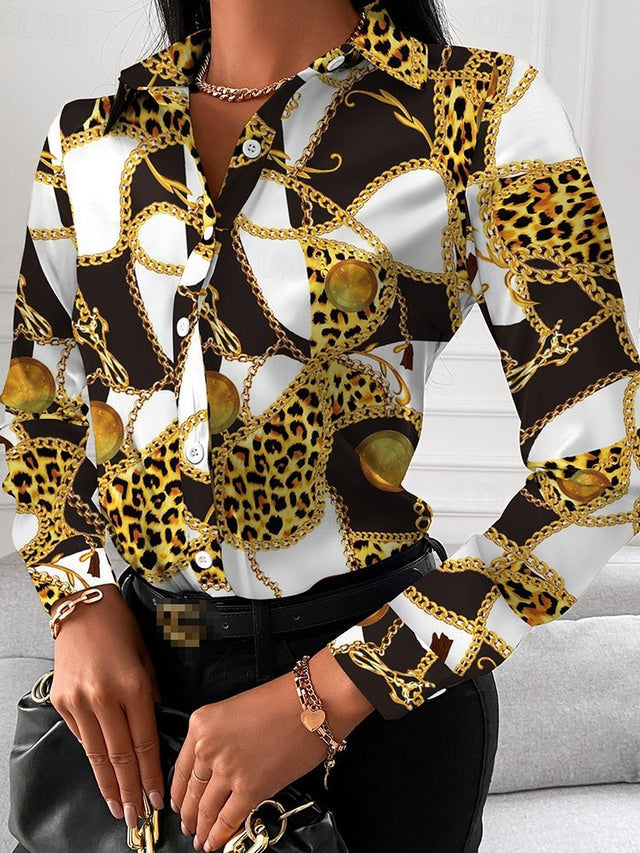 Eveloria Damenbluse mit goldenen Details