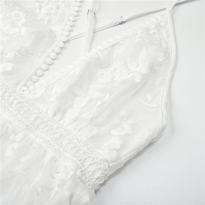 Eveloria Damen Sommerkleid Weiß Elegantes