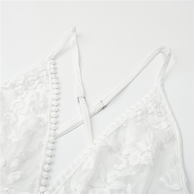 Eveloria Damen Sommerkleid Weiß Elegantes