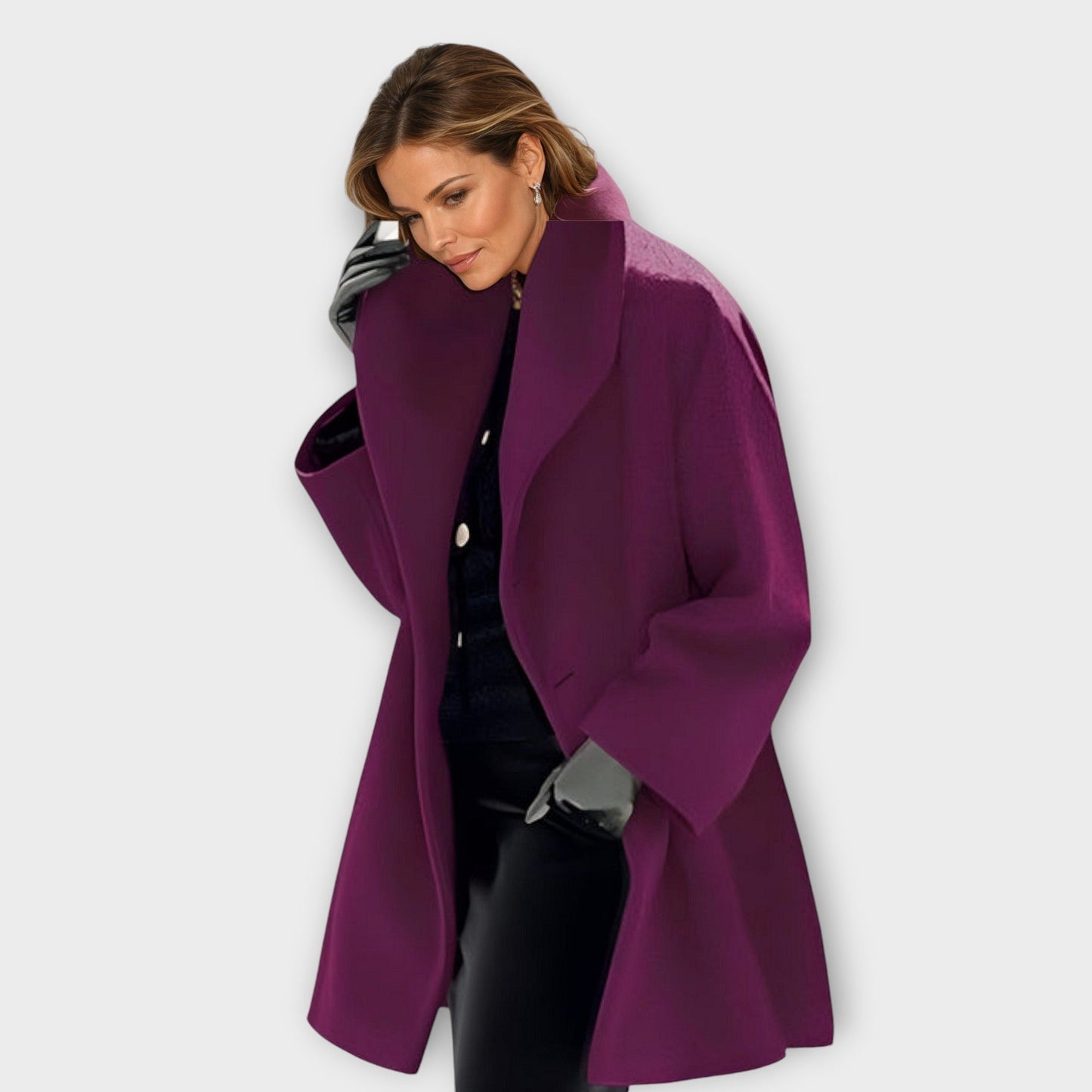 Damen Wollmantel Oversize Weit Schnitt