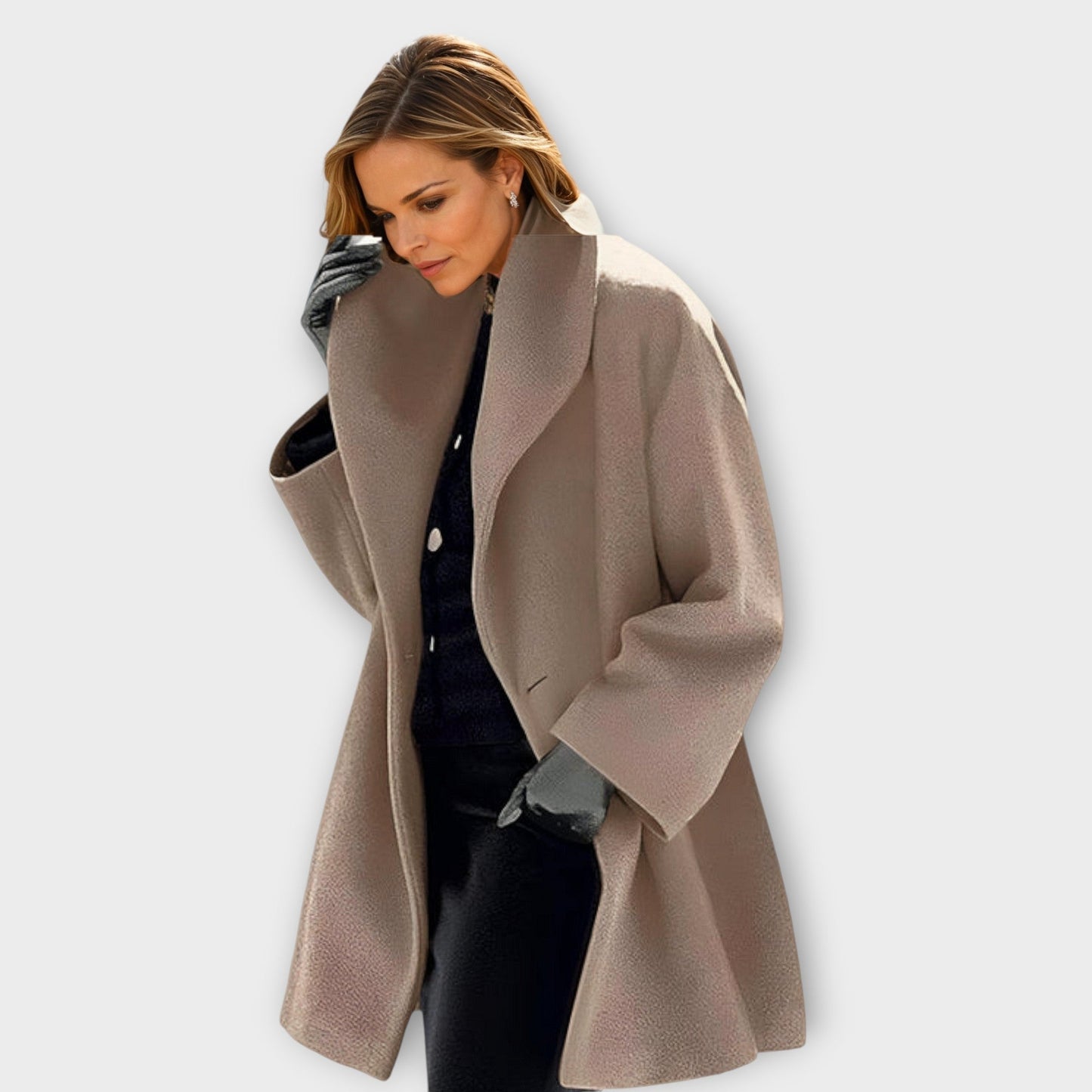 Damen Wollmantel Oversize Weit Schnitt