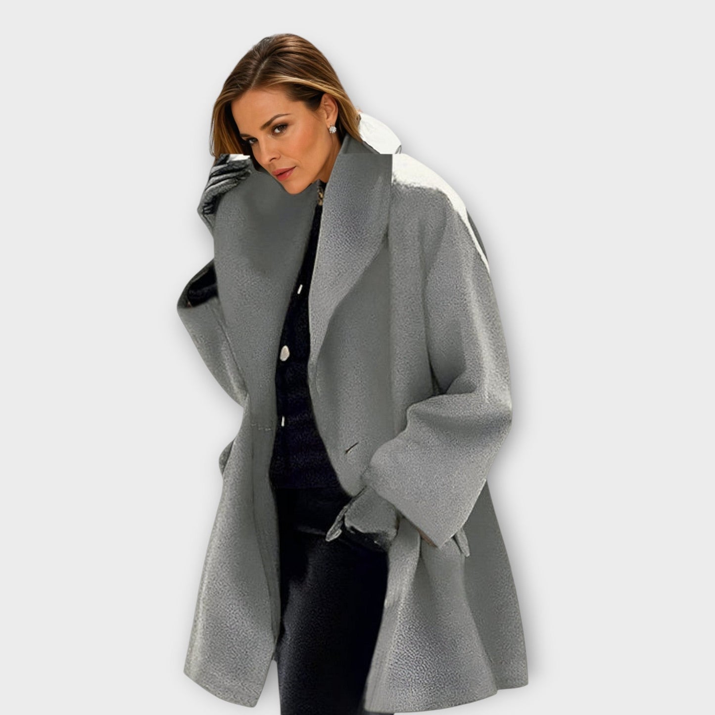 Damen Wollmantel Oversize Weit Schnitt