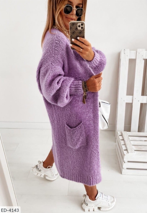 Damen Langgestrickte Weste Schicke Winterweste - Eveloria
