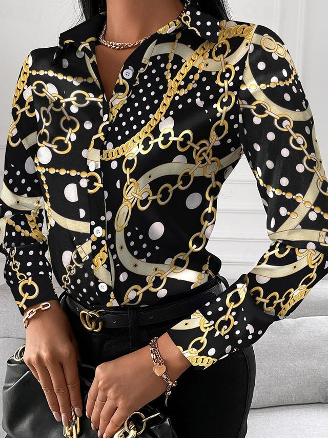 Eveloria Damenbluse mit goldenen Details