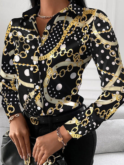 Eveloria Damenbluse mit goldenen Details