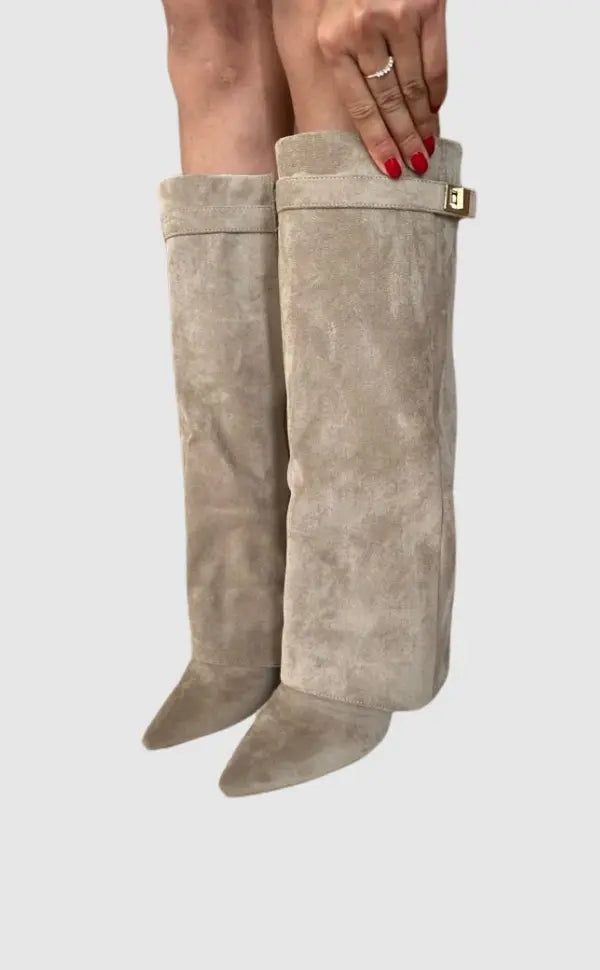 Damen Overknee Stiefel Elegant Leder
