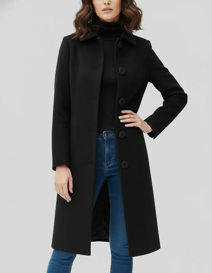 Damen Lange Winterjacke Knopfleiste