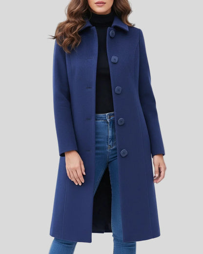 Damen Lange Winterjacke Knopfleiste
