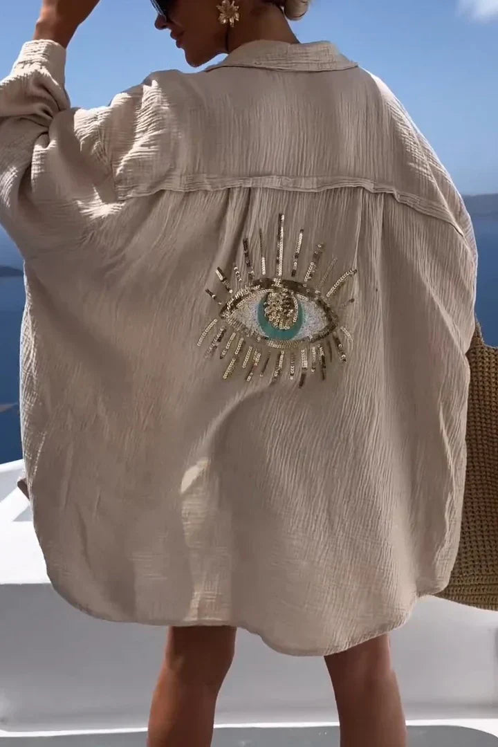 Eveloria Damen Oversized Shirt Baumwolle Weiße