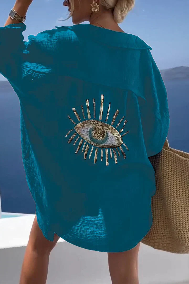 Eveloria Damen Oversized Shirt Baumwolle Weiße