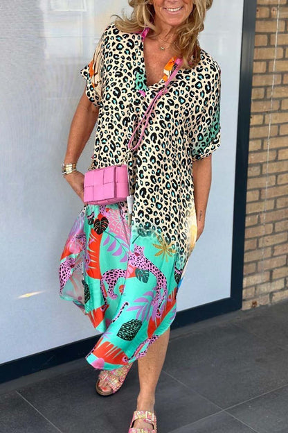 Eveloria Damenkleid Leopardenprint Kurzärmelig
