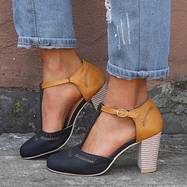 Damen Mary Janes Frühlings Schuhe Mit Blockabsatz