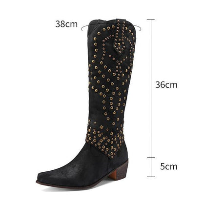 Eveloria Damen Cowboystiefel Absatz Leder