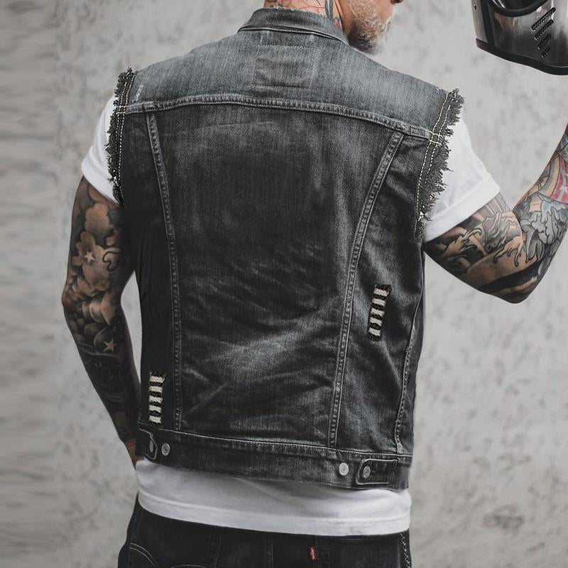 Herren Weste Ärmellos Vintage Stil Baumwolle Braun