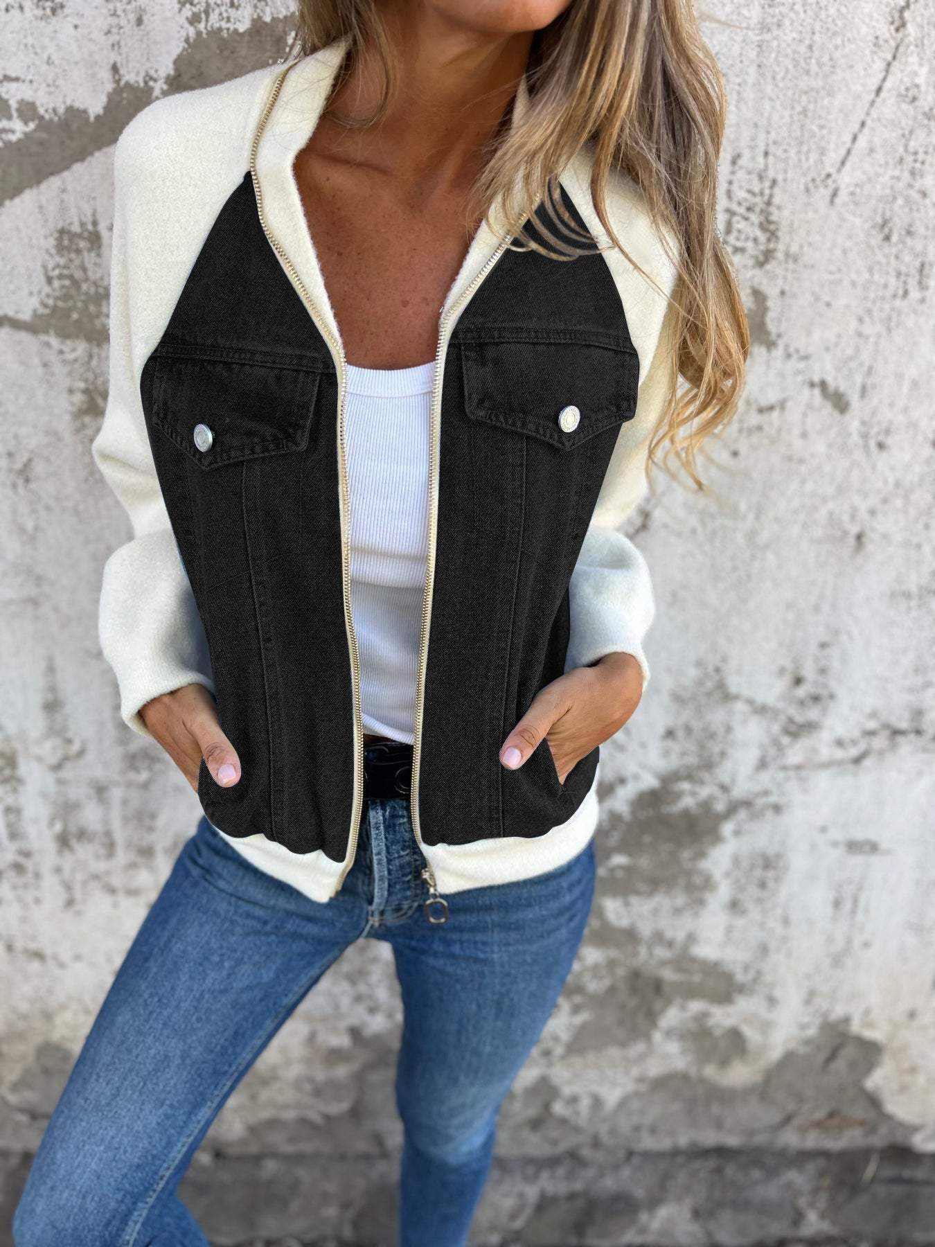Damen Jeansjacke Modisch Blau
