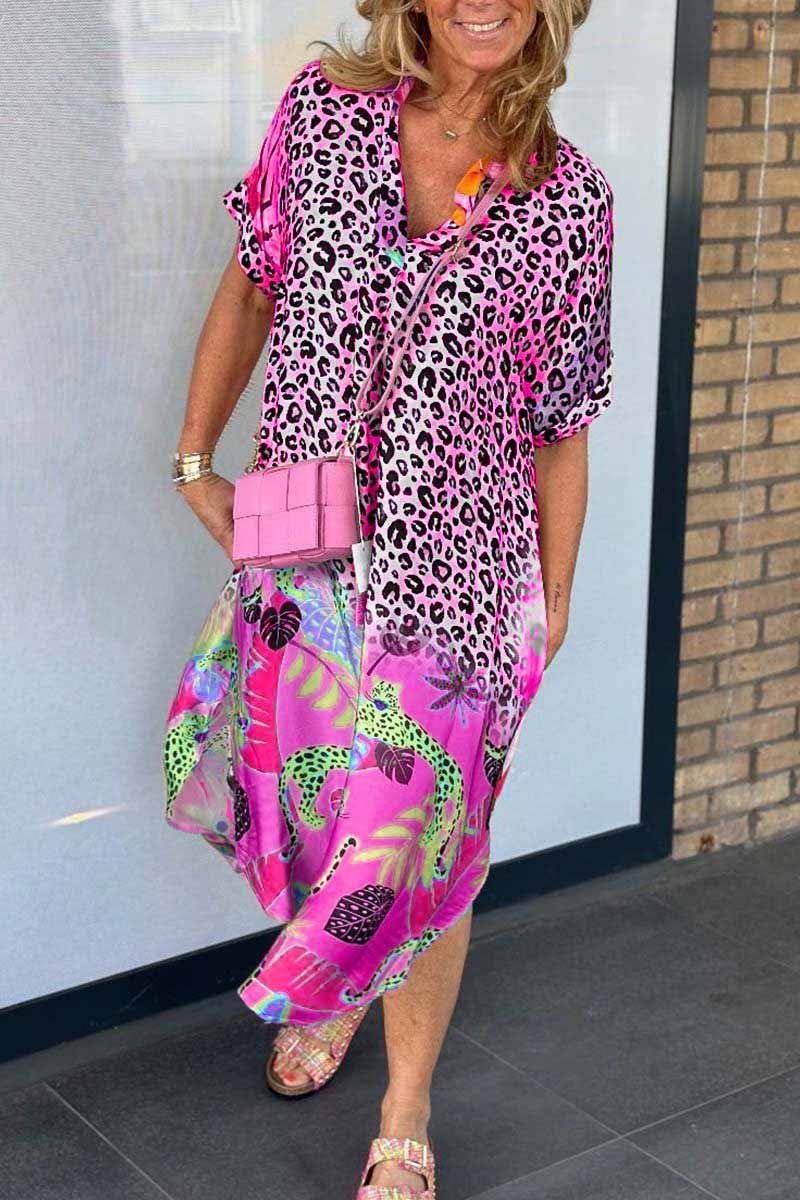Eveloria Damenkleid Leopardenprint Kurzärmelig