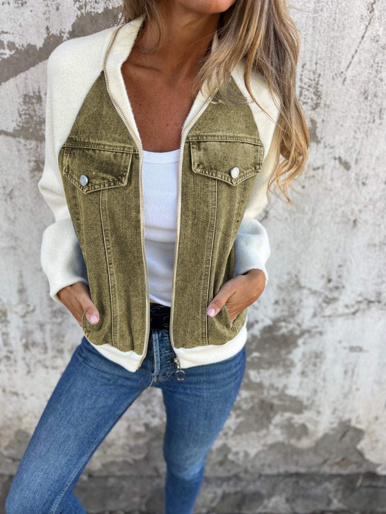 Damen Jeansjacke Modisch Blau