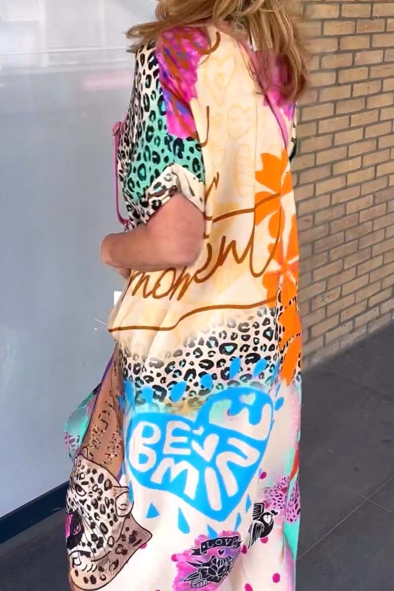 Eveloria Damenkleid Leopardenprint Kurzärmelig