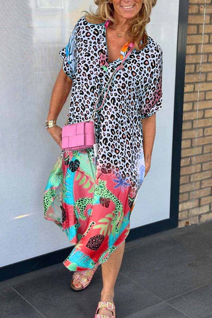 Eveloria Damenkleid Leopardenprint Kurzärmelig