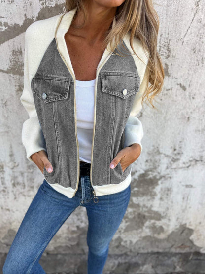 Damen Jeansjacke Modisch Blau