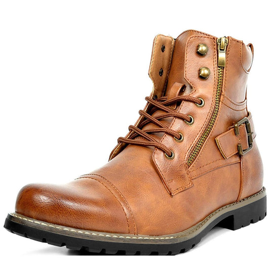 Eveloria Herren Motorradstiefel Leder Schwarz - Eveloria