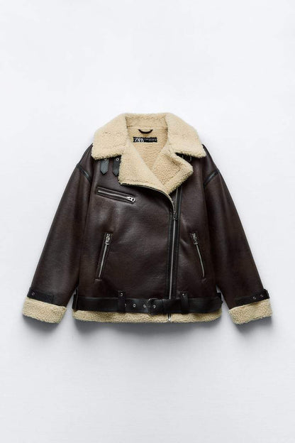 Eveloria Damen Jacke Kunstmaterial Revers