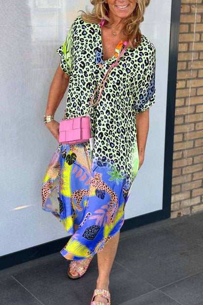 Eveloria Damenkleid Leopardenprint Kurzärmelig