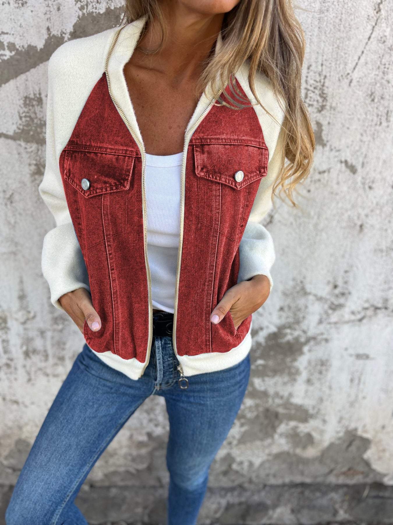 Damen Jeansjacke Modisch Blau
