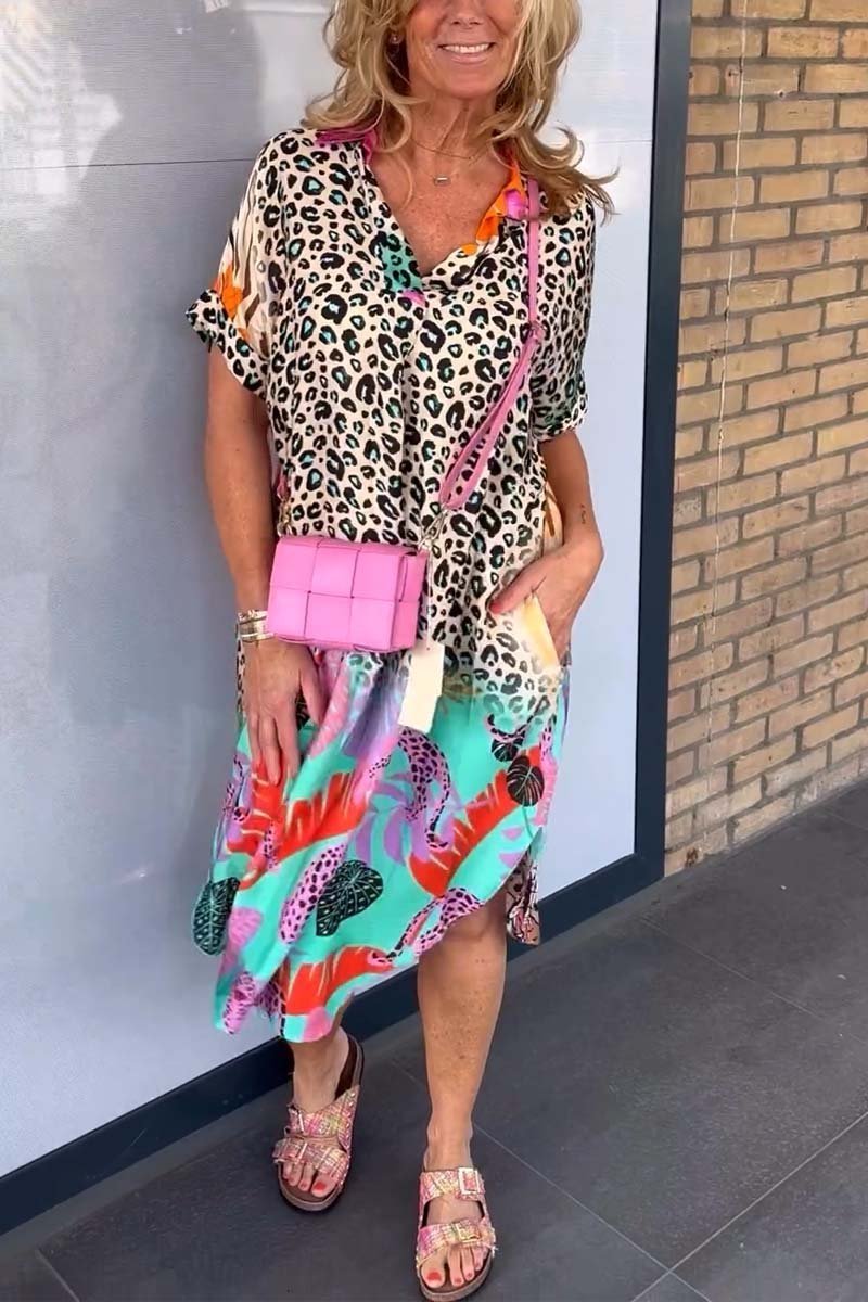 Eveloria Damenkleid Leopardenprint Kurzärmelig - Eveloria