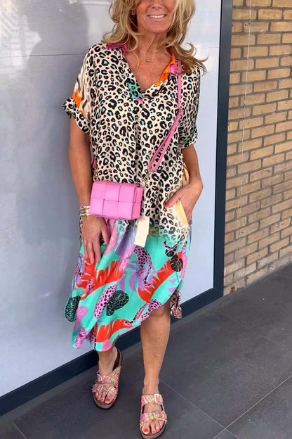 Eveloria Damenkleid Leopardenprint Kurzärmelig - Eveloria