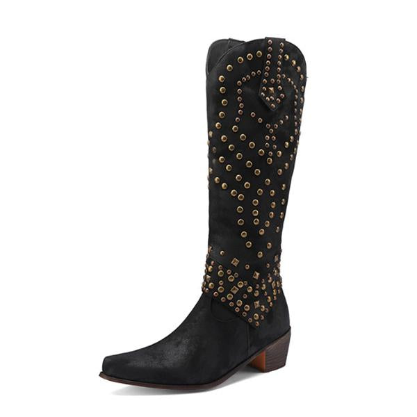 Eveloria Damen Cowboystiefel Absatz Leder